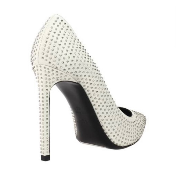 Saint Laurent Studded White Leather Classic Paris Pumps YSL Sz. 35 US Sz. 5 - Picture 9 of 17